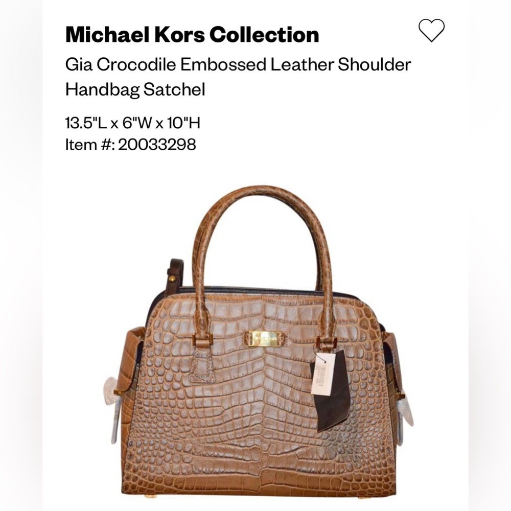 Michael Kors, GIA crocodile embossed leather satchel.